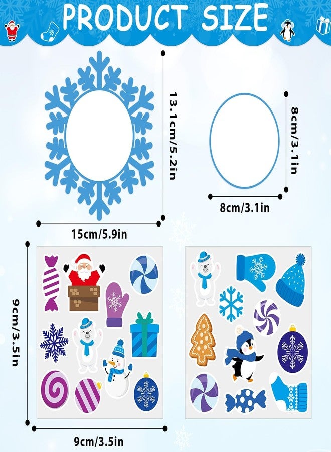 Lonfliness 60 Set Winter Snowflake Craft Kits Winter DIY Picture Frame Crafts Merry Christmas Photo Frame Sticker Arts Craft for Kids Gifts Holiday Home School Classroom Party Activity Decor Supplies - Image 2